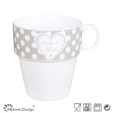 10oz empilhável caneca de cerâmica com Valentine Decal Design